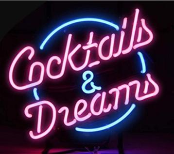 Mooie Cocktails & dreams neon bar cafe kroeg mancave lamp, Enlèvement ou Envoi, Neuf, Table lumineuse ou lampe (néon)