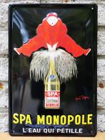 Metalen reclamebord van Spa Monopole, Verzamelen, Merken en Reclamevoorwerpen, Ophalen of Verzenden, Zo goed als nieuw, Reclamebord