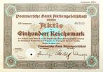 Pommersche Bank (Stettin/Szczecin) 1933, Ophalen of Verzenden, 1920 tot 1950, Certificaat van aandeel