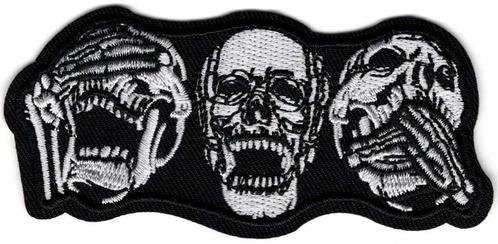 Skull See Hear Speak no evil stoffen opstrijk patch embleem, Motos, Accessoires | Autocollants, Envoi