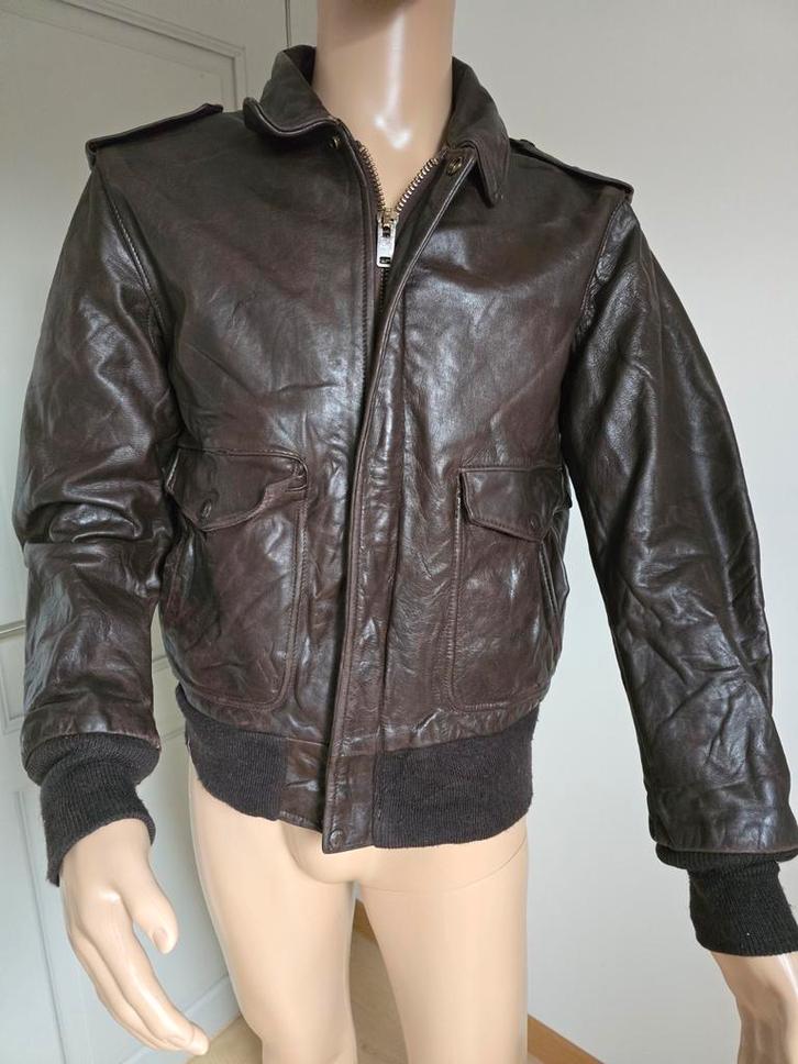 Veste aviateur vintage Schott M, Vêtements | Hommes, Vestes | Hiver, Porté, Taille 48/50 (M), Brun, Envoi