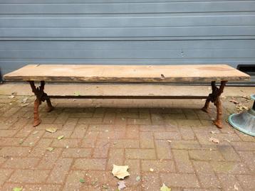 Landelijke tuinbank parkbank van eiken hout en gietijzer, Tuin en Terras, Tuinbanken, Ophalen of Verzenden, Zo goed als nieuw