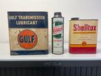 Bidon d'huile Castrol & Gulf & Shell, Collections, Utilisé, Enlèvement ou Envoi, Panneau publicitaire