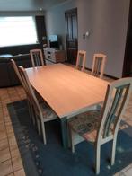 Tafel + 6 stoelen, Huis en Inrichting, Tafels | Eettafels, Ophalen, Gebruikt, 100 tot 150 cm, 50 tot 100 cm