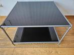 Dubbele zwarte glazen design salon tafel, Huis en Inrichting, Ophalen, Modern minimalistisch, 50 tot 100 cm, Vierkant