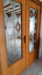 Dubbele binnendeur met mooi versierd glas, Doe-het-zelf en Bouw, Glas, Gebruikt, Ophalen