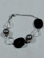 Armbandje - Zwart- En Zilverkleurige Kralenarmband - LBVYR, Overige materialen, Gebruikt, Zwart, Ophalen of Verzenden