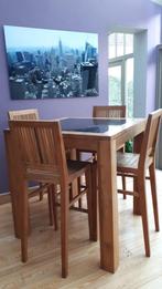 LA TABLE HAUTE EN TEAK AVEC PIERRE BLEUE 100X100X106 Cm 4 CH, Maison & Meubles, Tables | Tables à manger, 100 à 150 cm, 100 à 150 cm