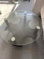 Moderne ronde salontafel met glazen blad en metalen poten, Huis en Inrichting, Tafels | Salontafels, Ophalen of Verzenden, Metaal