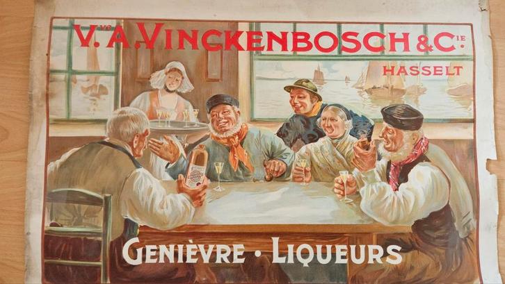 Antieke reclameposter distillerie A. Vinckenbosch Hasselt, Antiek en Kunst, Antiek | Overige Antiek, Ophalen of Verzenden