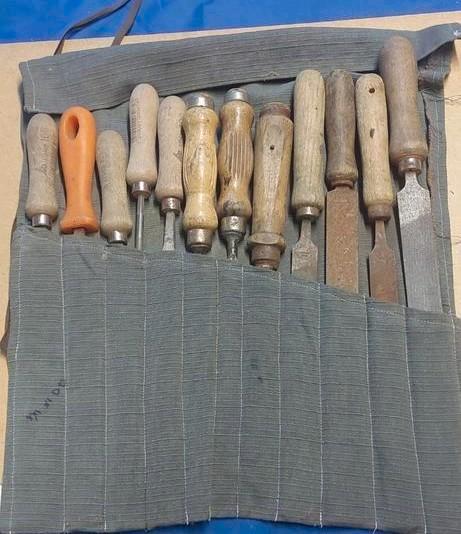 Ensemble vintage de limes et râpes en bois/métal, en rouleau, Bricolage & Construction, Outillage | Outillage à main, Enlèvement ou Envoi