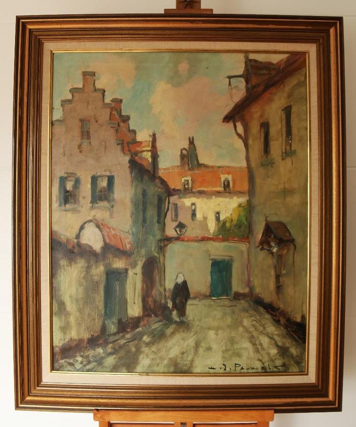 Begijntje in Steegje van H.J.Pauwels, Antiek en Kunst, Kunst | Schilderijen | Klassiek, Ophalen