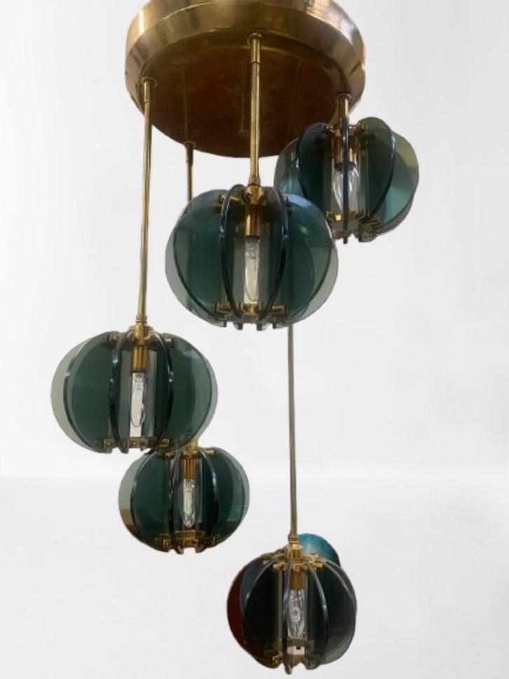 Kroonluchter van Gino Paroldo voor Fontana Arte, Huis en Inrichting, Lampen | Hanglampen, Gebruikt, 75 cm of meer, Overige materialen