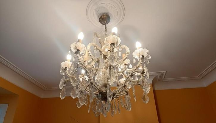 12-lichts kristallen Maria Theresia kroonluchter, Huis en Inrichting, Lampen | Kroonluchters, Ophalen