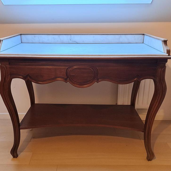 Table d'écriture/console avec plateau en marbre et tiroir, Antiquités & Art, Antiquités | Meubles | Tables, Enlèvement