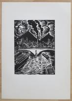 Houtsnede Frans Masereel: LUIK – de Pont des Arches, Antiek en Kunst, Verzenden