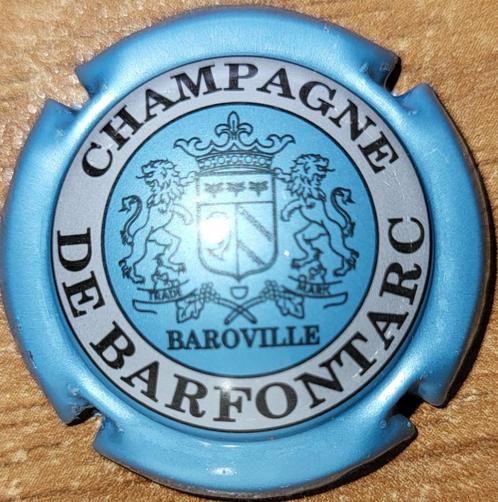 Champagnecapsule DE BARFONTARC lichtblauw & zwart nr 04, Verzamelen, Wijnen, Nieuw, Champagne, Frankrijk, Ophalen of Verzenden