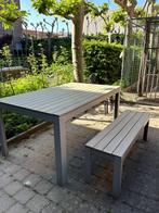 Table de jardin 6 personnes + banc, Tuin en Terras, Ophalen, Gebruikt, Rechthoekig, Aluminium