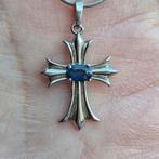 Hanger met ketting van natuurlijke saffier en S925-zilver, Overige kleuren, Verzenden, Zo goed als nieuw, Zilver