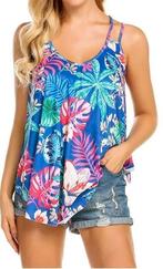 Top T-shirt Tropical bleu sans manches, Envoi, Neuf, Bleu, Sans manches