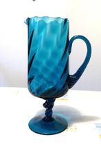 Vintage blue art swirl glazen kan, Antiek en Kunst, Verzenden