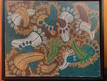 Klein maar fijn werk Aborigonal art acryl op doek beschikbaar voor biedingen