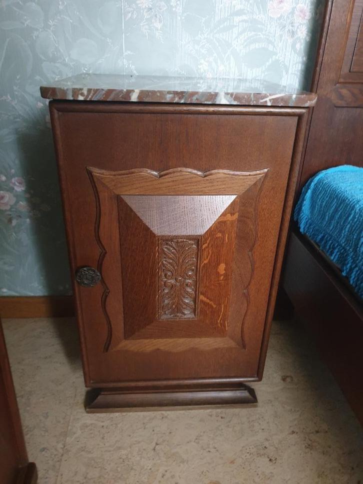 Nachtkast Hout Marmer (?), Huis en Inrichting, Slaapkamer | Nachtkastjes, Gebruikt, Hout, Ophalen