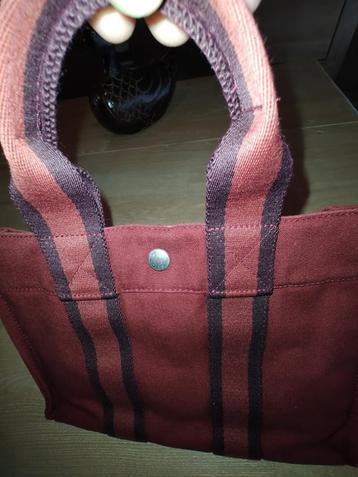 Hermes Fourre Tout PM Hand Tote Bag Canvas Bordeaux beschikbaar voor biedingen