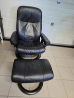 stressless relaxzetel consul classic black leder + voetbank, Ophalen, Minder dan 75 cm, Leer, Zo goed als nieuw