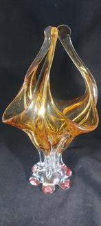 Handgeblazenamberkleurige glazen vaas Murano of Chalet-glas, Antiek en Kunst, Ophalen of Verzenden