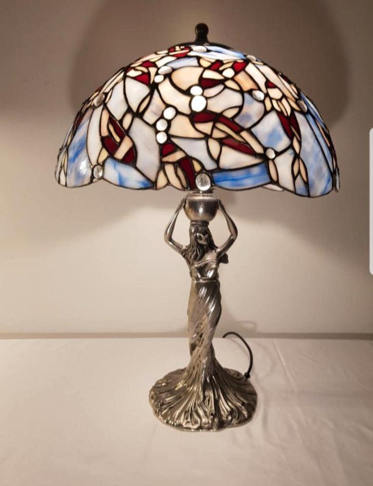 Lampe style Tiffany Fusco - Pied figuratif (Livraison Be), Huis en Inrichting, Lampen | Tafellampen, Zo goed als nieuw, 50 tot 75 cm