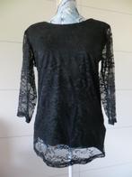 Zwart dames topje - blouse  met kant - Medium - Jean Pascale, Comme neuf, Noir, Taille 38/40 (M), Manches longues