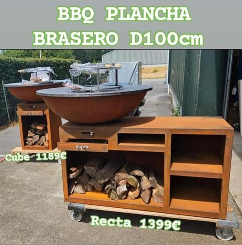 BBQ,PLANCHA,BRASERO D100CM met accessoires in Cortenstaal., Tuin en Terras, Buitenkeukens, Nieuw, Ophalen of Verzenden