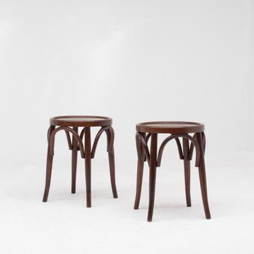 Vintage Gebogen Houten Krukken (Set van 2) beschikbaar voor biedingen