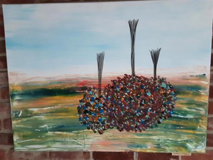 Modern abstract schilderij getiteld “Kauwgom Ballen Boom ”., Antiek en Kunst, Kunst | Schilderijen | Abstract, Ophalen