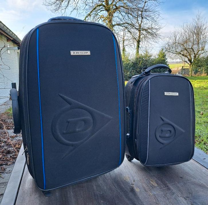 2x valise à roulettes Dunlop, taille cabine + taille moyenne, Bijoux, Sacs & Beauté, Valises, Utilisé, Autres matériaux, Poignée extensible