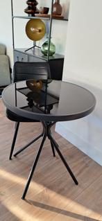 Zwart glazen tafel, Rond, Comme neuf, Verre, Enlèvement