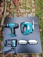 Makita boormachine + decoupeerzaag + 2 batterijen, Ophalen, Zo goed als nieuw, Boormachine