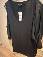 Blouse noire XL, manches 3/4 ouvertes aux épaules. Neuve, Noir, Neuf