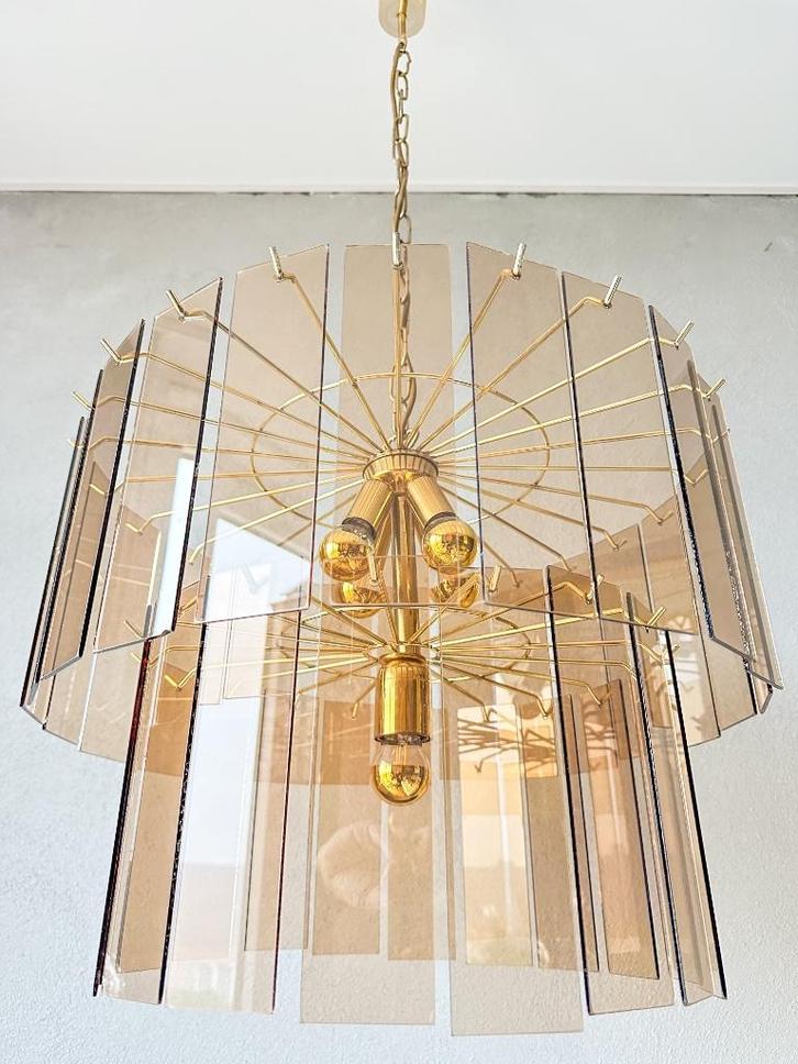 Vintage hanglamp Wortmann en Filz, Huis en Inrichting, Lampen | Hanglampen, Gebruikt, 75 cm of meer, Glas, Metaal, Ophalen of Verzenden
