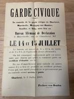 Garde civique - burgerwacht - affiche 1915 Charleroi, Verzenden, Overige soorten, Foto of Poster