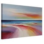 Strand abstract regenboog kleuren canvas 60x40cm - 18mm., Minder dan 50 cm, Nieuw, Print, 50 tot 75 cm