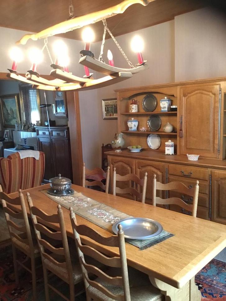 Mooie eiken eetplaats jaren 70, Huis en Inrichting, Complete eetkamers, Gebruikt, 6 tot 8 stoelen, Ophalen