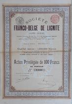 Société Franco-Belge de Lignité - 1910 - Bruxelles, Ophalen of Verzenden, Voor 1920, Aandeel