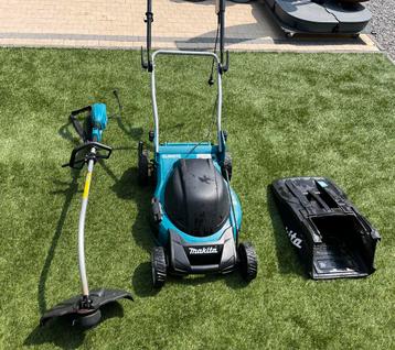 Grasmachien + kantenmaaier, Tondeuses à gazon sur batterie, Enlèvement, Bac de ramassage, Makita