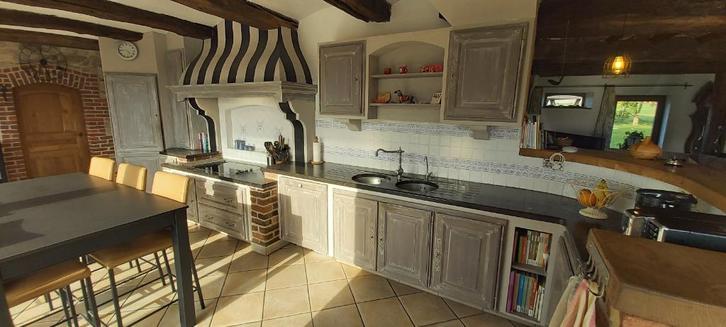 Cuisine équipée, Huis en Inrichting, Keuken | Complete keukens, Gebruikt, Hoekkeuken, Grijs, Graniet of Steen, Ophalen