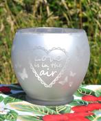 photophore opaque blanc et argenté, Maison & Meubles, Enlèvement ou Envoi, Comme neuf, Gris, Autres matériaux