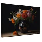 Nature morte avec toile florale 60x40cm - 18mm., Moins de 50 cm, Envoi, Création originale, 50 à 75 cm
