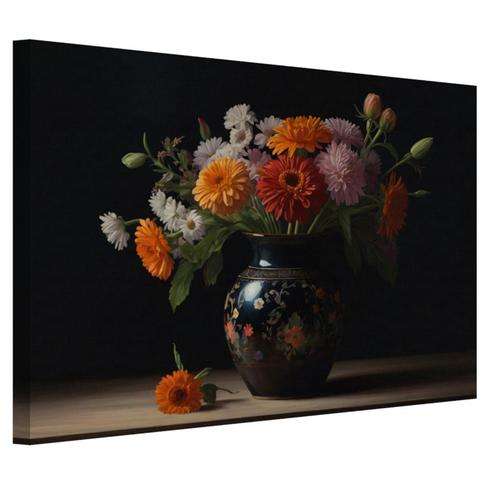 Stilleven met bloemen canvas 60x40cm - 18mm., Huis en Inrichting, Woonaccessoires | Schilderijen, Tekeningen en Foto's, Nieuw