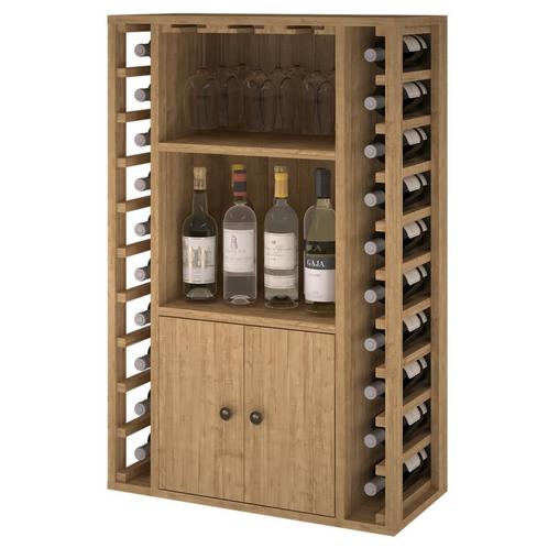 Dennenhouten wijnflessenrek voor 20 flessen met kast, Huis en Inrichting, Woonaccessoires | Wijnrekken, Nieuw, 75 cm of meer, Hout